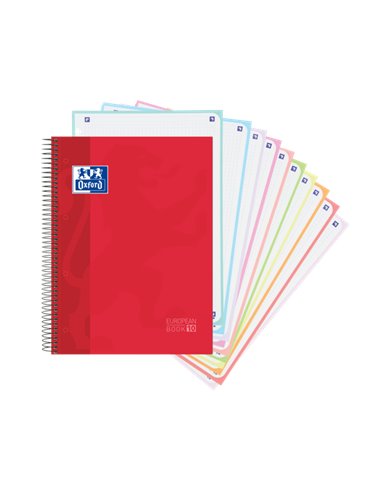 Oxford - School Classic A4+ Europeanbook - Couverture Extra Rigide - 150 Feuilles - Couleur Rouge