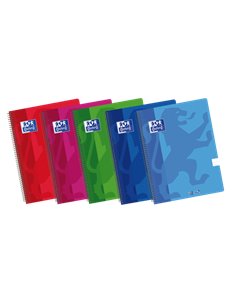 Oxford - Carnet School Classic A4+ Couverture Plastique - Europeanbook Spiralflex - 1 Ligne - 2M 50 Feuilles - Couleurs Assortie