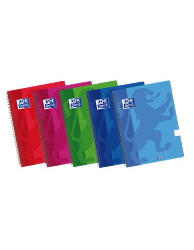 Oxford - Carnet School Classic A4+ Couverture Plastique - Europeanbook Spiralflex - 1 Ligne - 2M 50 Feuilles - Couleurs Assortie