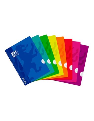 Oxford - Carnet agrafé Openflex Format A4 Carré 4x4mm - 48 Feuilles avec Marge - Couverture Plastique - Couleurs Assorties