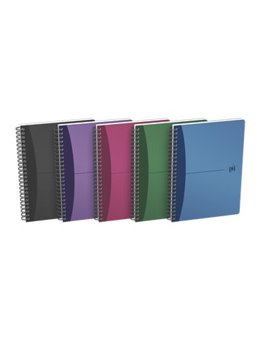 Oxford - Carnet à spirales Office Urban Mix A5 - Couverture plastique - 5x5 - 90 feuilles - Couleurs assorties