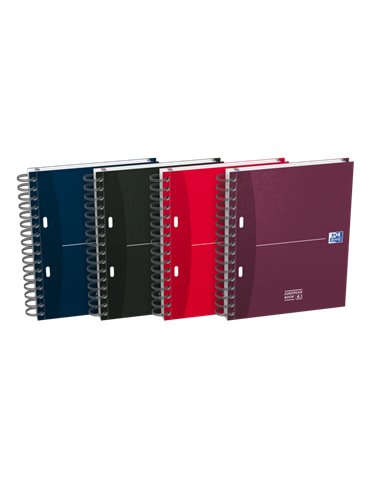 Oxford - Office Essentials Europeanbook A5+ Couverture Extra Rigide - 100 Feuilles - Taille 4 5x5 - Couleurs Assorties