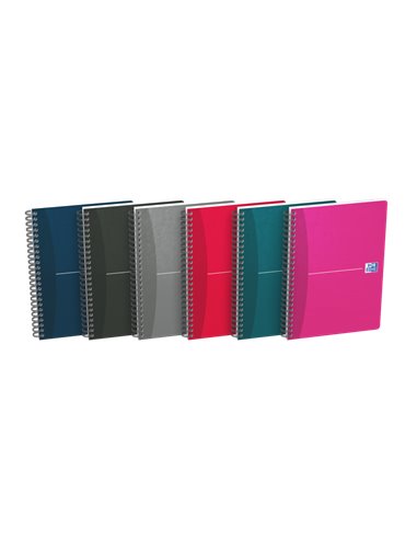 Oxford - Office Essentials Cahier à spirale A5 Couverture souple - 90 feuilles - Grille 5x5 - Couleurs assorties