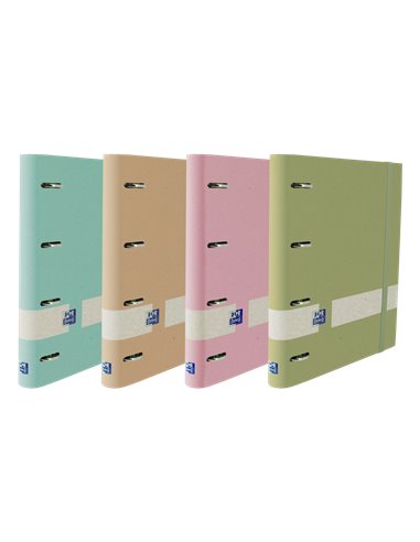 Oxford - Assortiment Nature Europeanbinder A4+ Couverture Extra Rigide 4x35 avec Recharge Pastel 5x5 - Classeur Écologique avec 