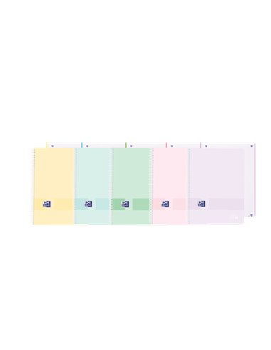 Oxford - Live&Go Europeanbook 1 Couverture Plastique A4+ 5x5 - 80 Feuilles - Couleurs Assorties