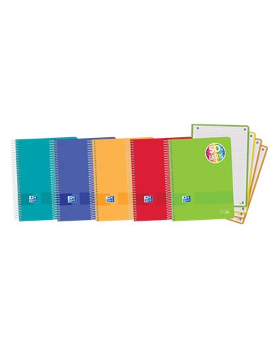 Oxford - Live & Go Europeanbook A5+ - Couverture plastique - 120 feuilles - Couleurs assorties