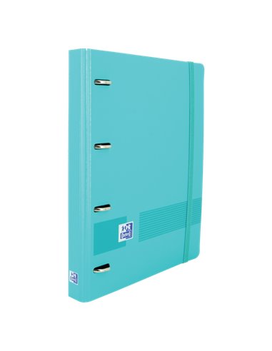 Oxford - Classeur européen Live & Go A4+ Polyfoam - Dos 45 mm - Anneaux 4Dx35 mm - Remplacement 5x5 - Couleur Turquoise