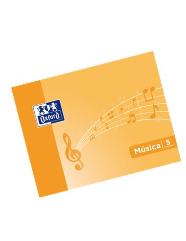 Oxford - Carnet de Musique Agrafé Format A5 Paysage 10 Feuilles - 5 Portées Espacement 4mm - Couverture Souple - Coloris Orange