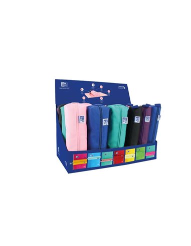 Oxford - Kangoo Teens Présentoir de 24 Trousses (12 moyennes rectangulaires, 12 petites rondes) - Caoutchouc élastique pour la f