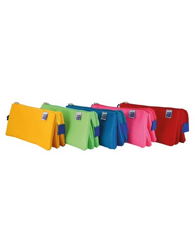 Oxford - Trousse Kangoo Kids Triple Polyester - Format Compact 22x8x10cm - Design Amusant pour Enfants - Couleurs Assorties