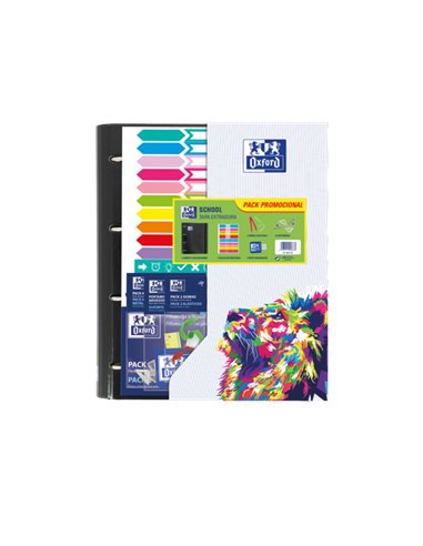 Oxford - Europeanbinder Oxfcla A4+ - Classeur format A4+ - Design scolaire - Intercalaires inclus - Couleurs assorties