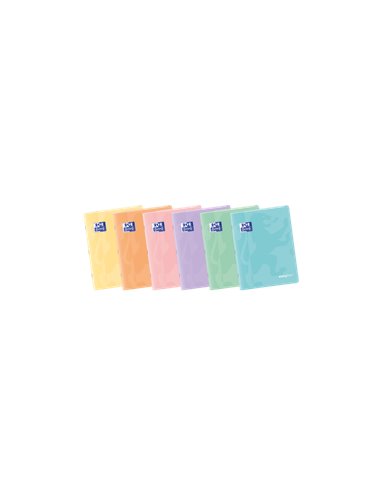 Oxford - Carnet agrafé Easybook A5 - Couverture plastique robuste - 48 feuilles avec marge - Design pastel 4x4 - Idéal pour pren