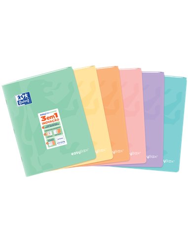 Oxford - Carnet agrafé Easybook A5 - Couverture plastique robuste - 1 ligne avec 2 marges - 48 feuilles de papier pastel - Idéal