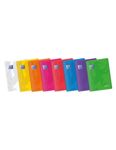 Oxford - Carnet agrafé Easybook A4 - Couverture plastique robuste - 48 feuilles avec marge - Grille 4x4 - Couleurs assorties