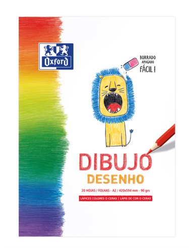 Oxford - Bloc Dessin/Loisirs Collé Enfant A2 - Couverture Souple/Dos Rigide - 20 Feuilles - 90gr