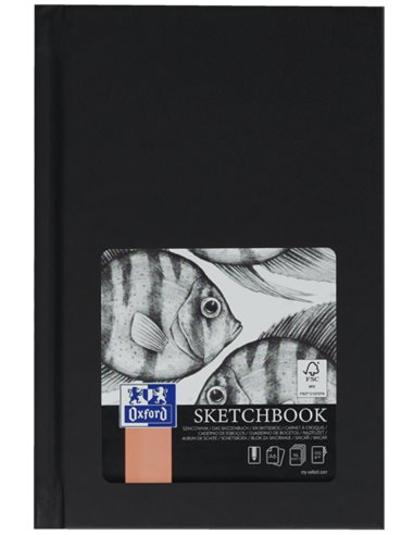 Oxford - Carnet de croquis cousu Artbooks A6 - Couverture extra rigide et résistante - 96 feuilles de 100gr - Coloris noir