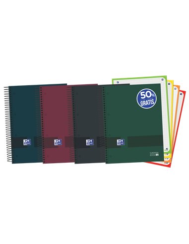 Oxford - & You Carnet A5+ Couverture Extra Rigide Europeanbook - 120 Feuilles - Grille 5x5 - Couleurs Assorties