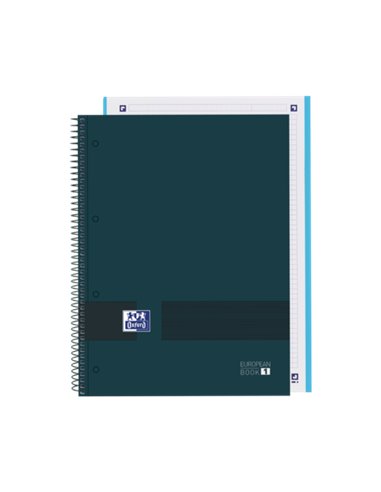 Oxford - & You A4+ Europeanbook - Couverture Extra Rigide Résistante - Carnet de 80 Feuilles - Grille 5x5 - Couleur Bleu