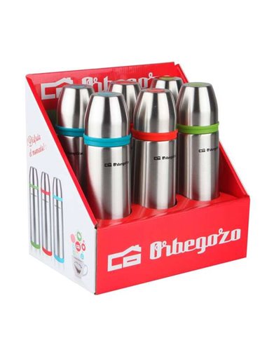 Orbegozo - Ensemble thermos avec identification de boisson - Acier inoxydable résistant - Bandes colorées - Système anti-déverse