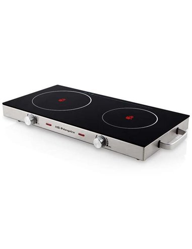 Orbegozo - Table de Cuisson Vitrocéramique Portable PCE 6000 - Puissance Totale 2800W - Surface en Verre Trempé Résistant - Ther