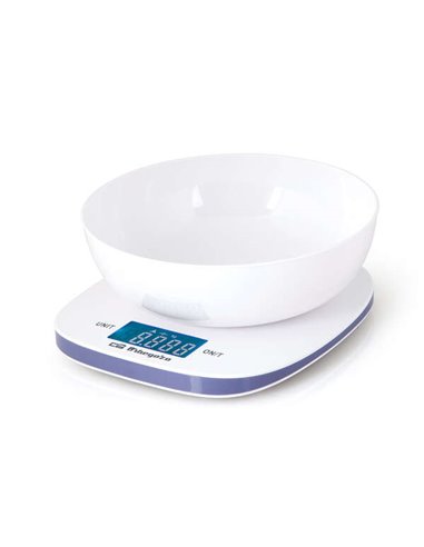 Orbegozo - Poids de cuisine électronique PC 1014 - Précision 1 g - Plateforme en verre - Écran LCD bleu - Capacité 5 kg - Compre