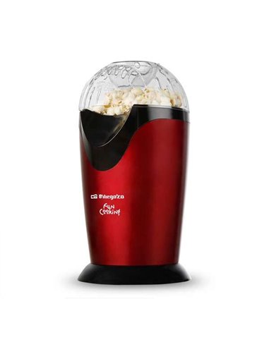 Orbegozo - Machine à Popcorn Portable PA 4300 - Puissance 1000W - Rouge Métallisé - Sans Huile - Nettoyage Facile - Recettes de 