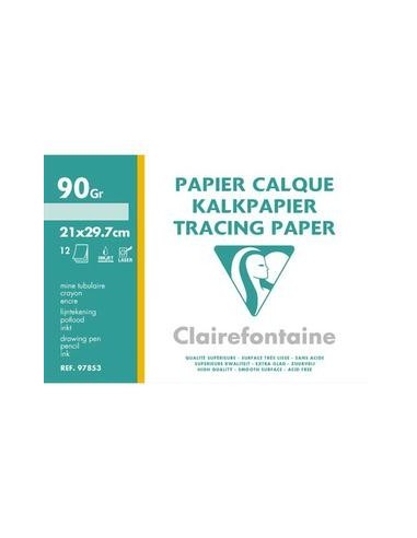 CLAIREFONTAINE Pochette de 12 feuilles 95g papier calque format A4