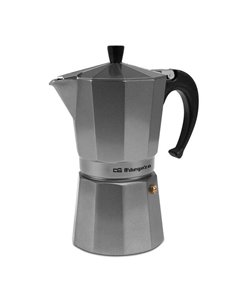 Orbegozo - Cafetière KFS 920 en aluminium argenté - Capacité de 9 tasses - Convient aux cuisinières à gaz, électriques ou vitroc