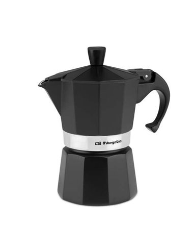 Orbegozo - Cafetière KFN 310 en aluminium noir - Prépare 3 tasses de café en quelques secondes - Poignée ergonomique pour une pl