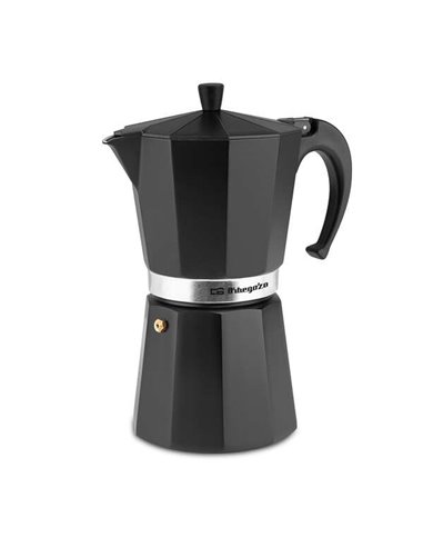 Orbegozo - Cafetière KFN 1210 en aluminium noir - Capacité 12 tasses - Poignée ergonomique - Soupape de sécurité - Facile à nett