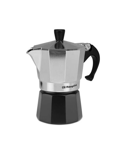 Orbegozo - Cafetière KFM 330 en aluminium pour trois tasses - Poignée ergonomique - Soupape de sécurité - Compatible avec cuisin