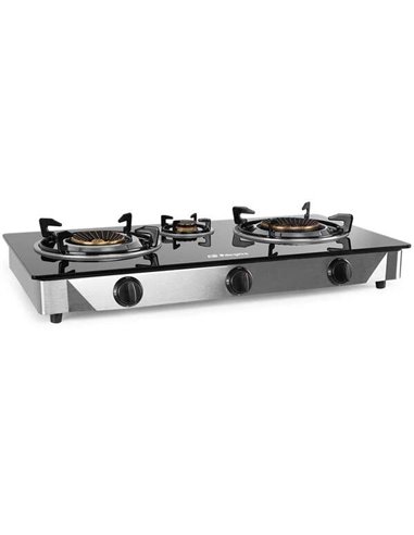 Orbegozo - Cuisinière à Gaz FO 3520 Elegance - Allumage Piézoélectrique - 2 Brûleurs Triple Couronne - Sécurité FFD - Acier Inox