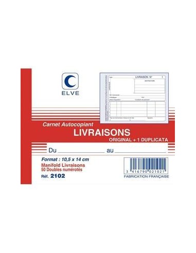 ELVE Manifold autocopiant Livraison format 10,5x14cm, 50 feuillets dupli