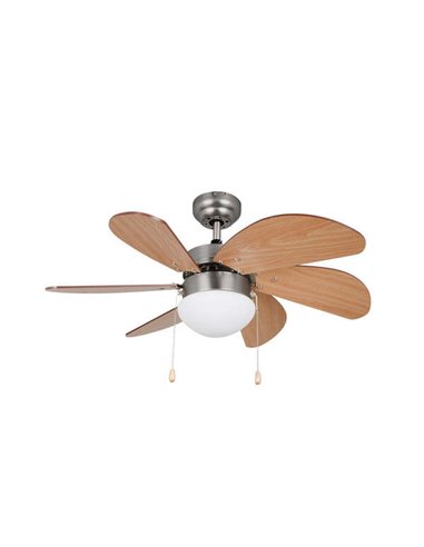 Orbegozo - Ventilateur de Plafond CP 15075 N - avec Ventilateur de Plafond Intégré - Design Nickel et Bois - 3 Vitesses Réversib