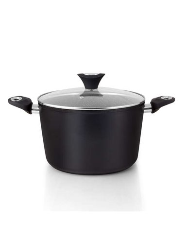 Orbegozo - Casserole Profonde en Aluminium Forgé CFH 3024 - Capacité 6L - Antiadhésive - Poignée Ergonomique - Couvercle en Verr