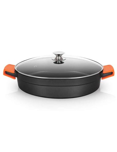 Orbegozo - Cocotte Basse Série CBD 10,5 L - Fonte d'Aluminium Indéformable - Poignées en Silicone - Convient à Tous Types de Feu