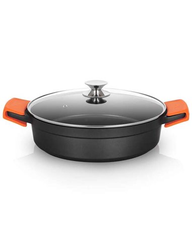 Orbegozo - Casserole basse CDB 1032 - Fonte d'aluminium indéformable - Capacité 5,9 L - Poignées en silicone - Antiadhésif Pfoa 