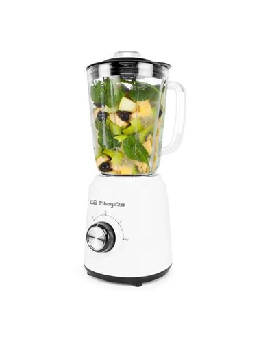 Orbegozo - Blender BV 5040 Puissant et Sûr - Puissance 500W - Tasse en Verre 1,5L - Lame Inox - 2 Vitesses + Pulse - Système de 