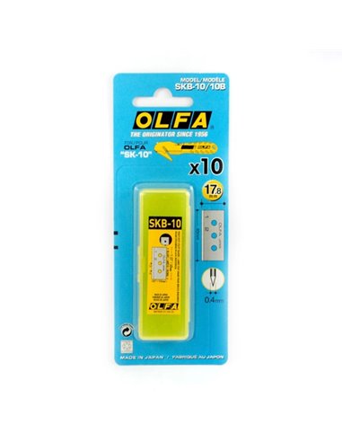 Olfa - Pack de 10 lames de rechange pour cutters Olfa - SK-10 - Acier inoxydable