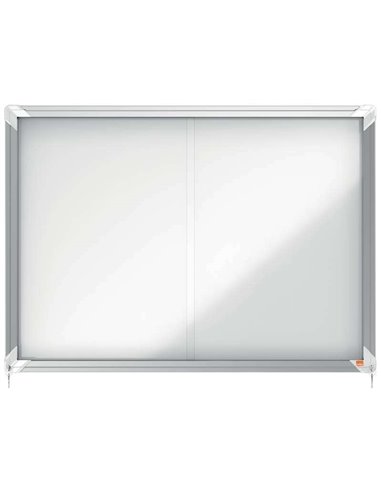 Nobo - Vitrine intérieure pour 8 feuilles A4 avec surface magnétique et porte coulissante - 689x972x54mm - Surface blanche métal