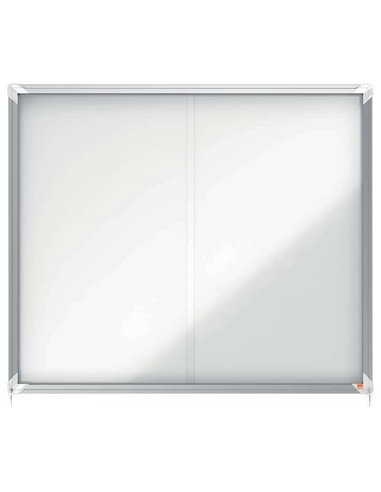 Nobo - Vitrine magnétique à porte coulissante Premium Plus 15xA4 - 1140x970mm - Surface magnétique - Blanc