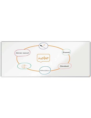 Nobo - Tableau blanc magnétique en acier vitrifié Premium Plus 3000x1200mm - Montage en angle - Blanc