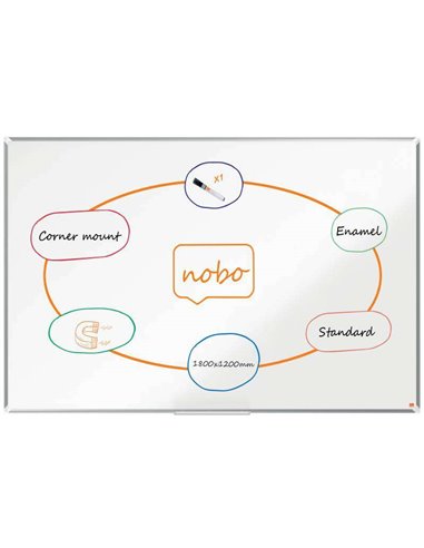 Nobo - Tableau blanc magnétique en acier vitrifié Premium Plus 1800x1200mm - Montage en angle - Blanc