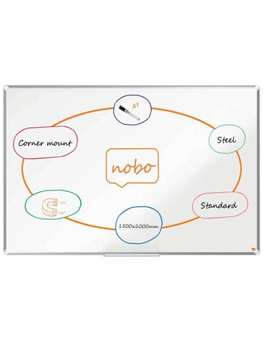 Nobo - Tableau blanc magnétique en acier laqué Premium Plus 1500x1000mm - Montage en angle - Blanc