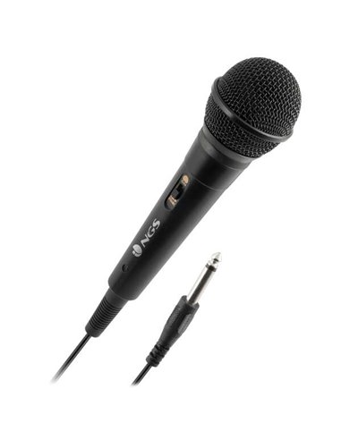 NGS - Microphone Singer Fire - Bouton On/Off - Jack 6,3 mm - Câble 3m - Couleur Noir