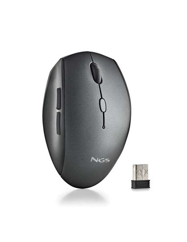 NGS - Souris sans fil ergonomique - 5 boutons - Touches silencieuses - Molette de défilement - Connexion 2,4 Ghz - DPI réglable 