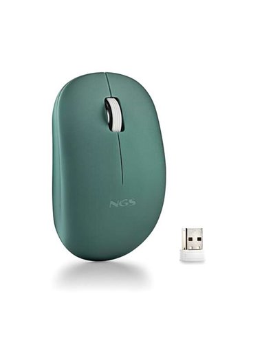 NGS - Souris sans fil avec touches silencieuses - 2 boutons - Ambidextre - Couleur Vert