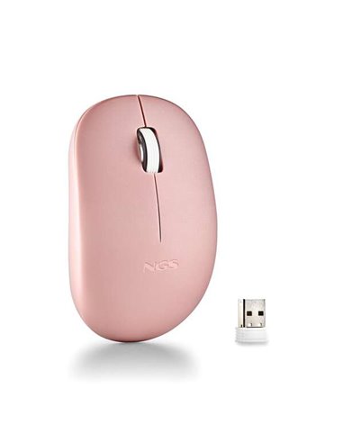 NGS - Souris sans fil avec touches silencieuses - 2 boutons - Ambidextre - Couleur Rose