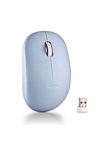 NGS - Souris sans fil avec touches silencieuses - 2 boutons - Ambidextre - Couleur Bleu