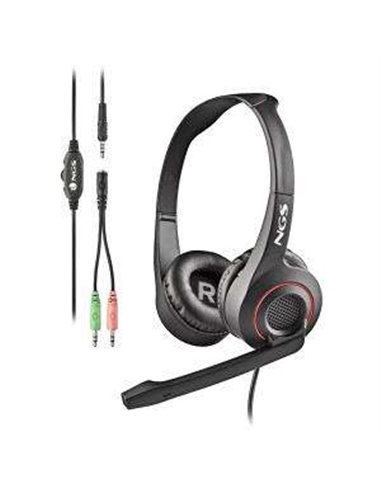 NGS - Casque MSX 10 Pro avec Microphone Pliable - Arceau Ajustable - Oreillettes Rembourrées - Commande Filaire - Câble 1,80m